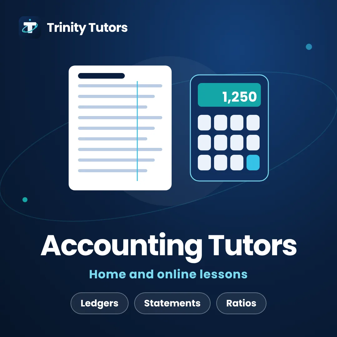 Accounting tutoring: ledger page and calculator