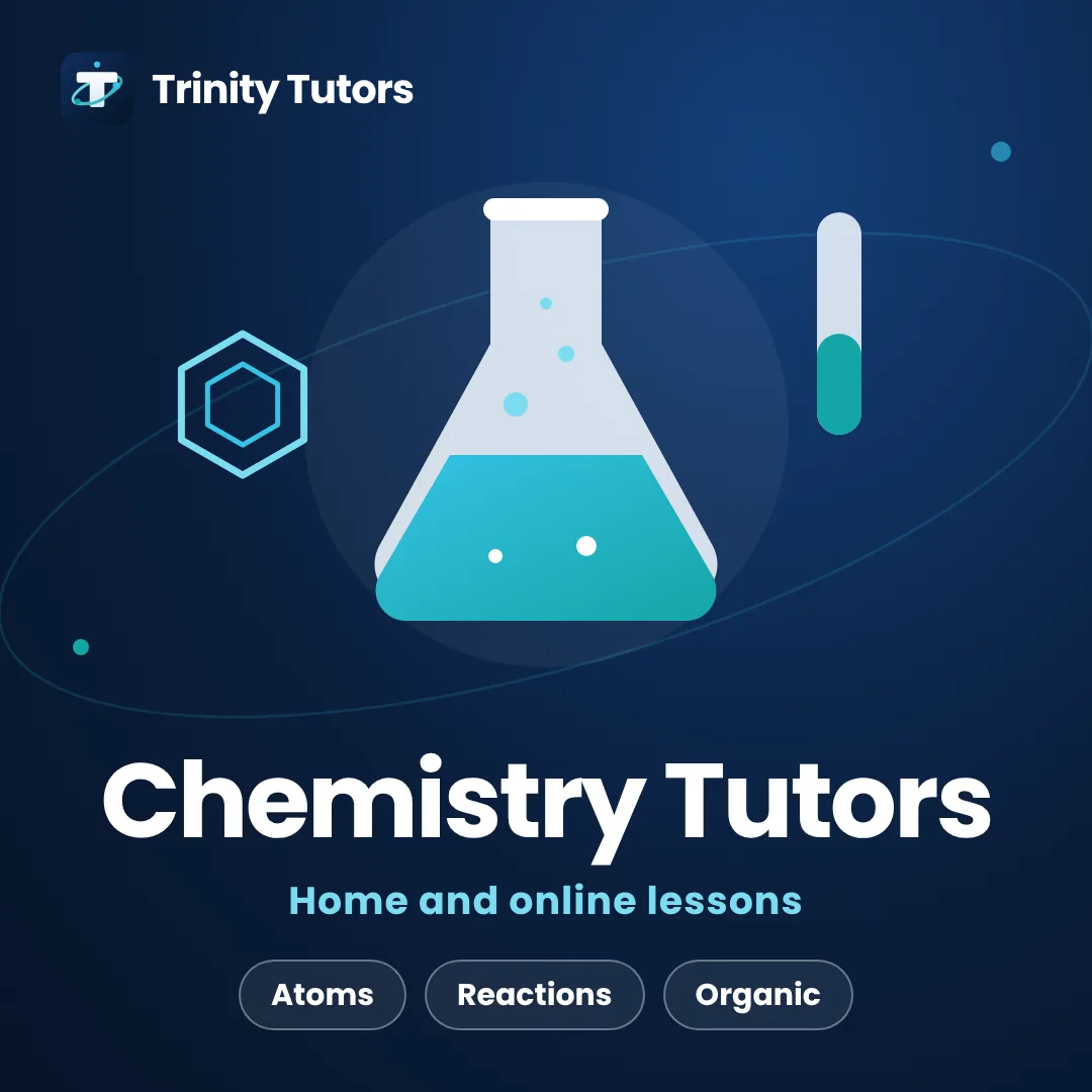 O Levels Chemistry tutors: conical flask, test tube and molecule ring