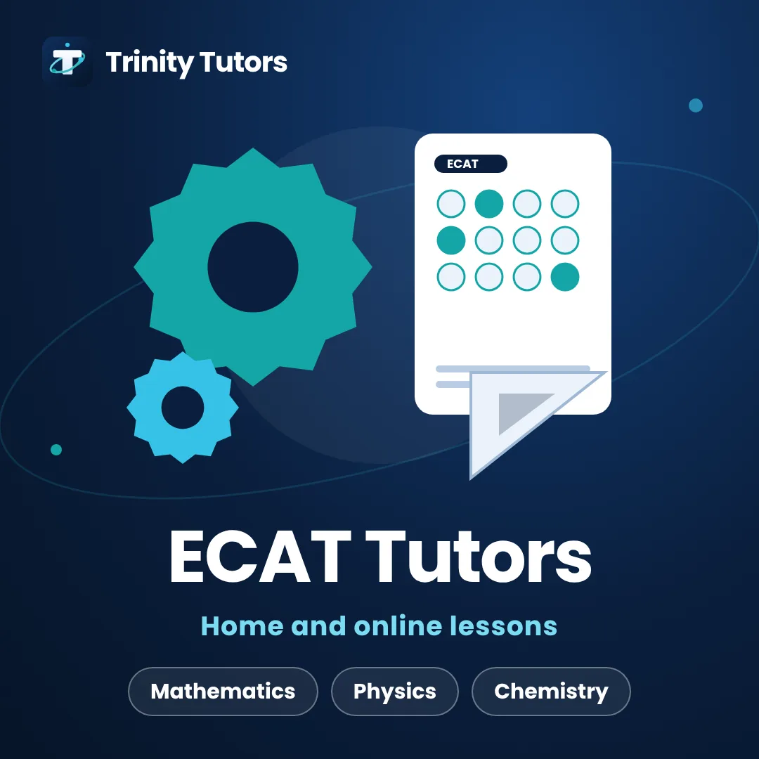 ECAT tutors: gears and a set square beside an answer sheet