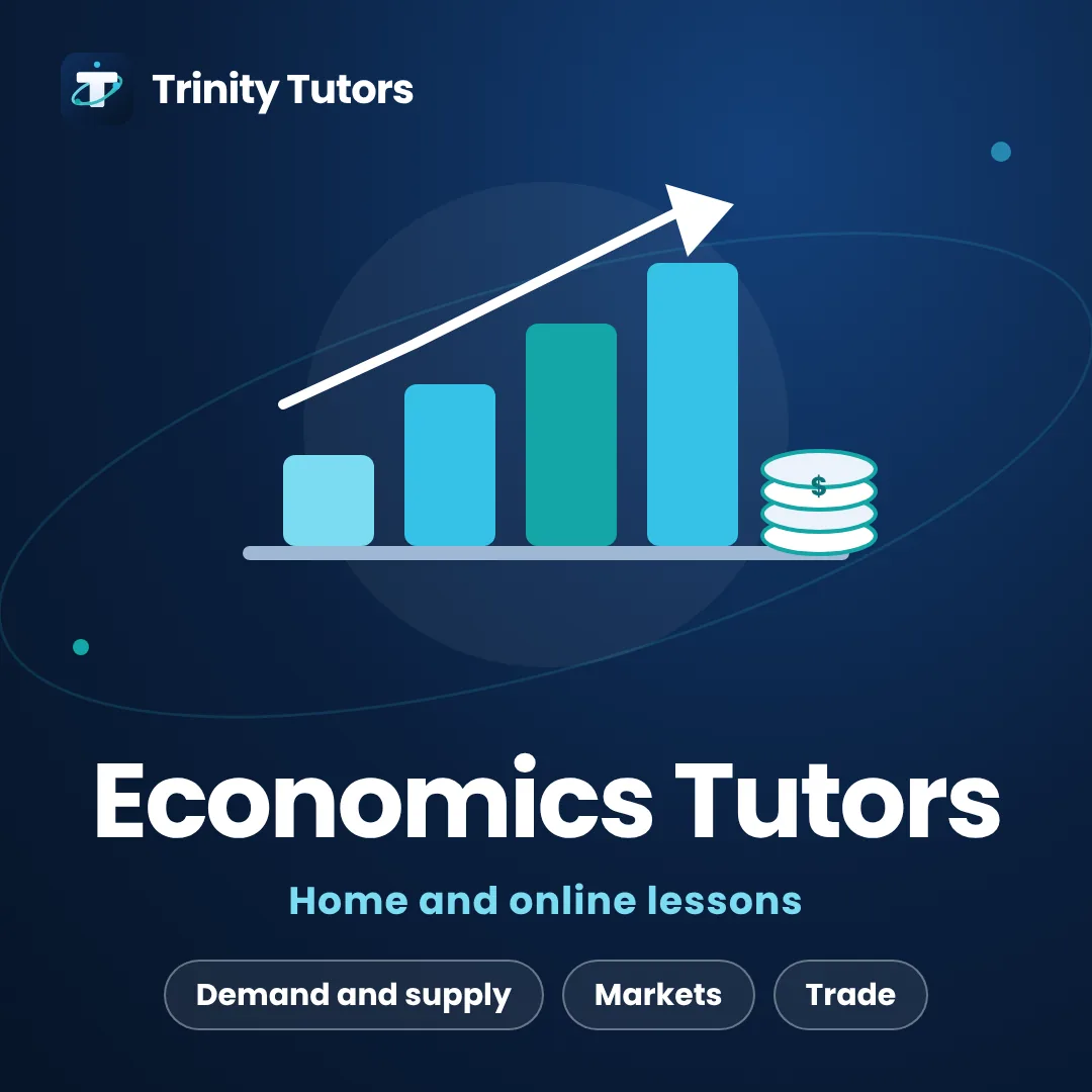 Economics tutoring: rising bar chart and a stack of coins