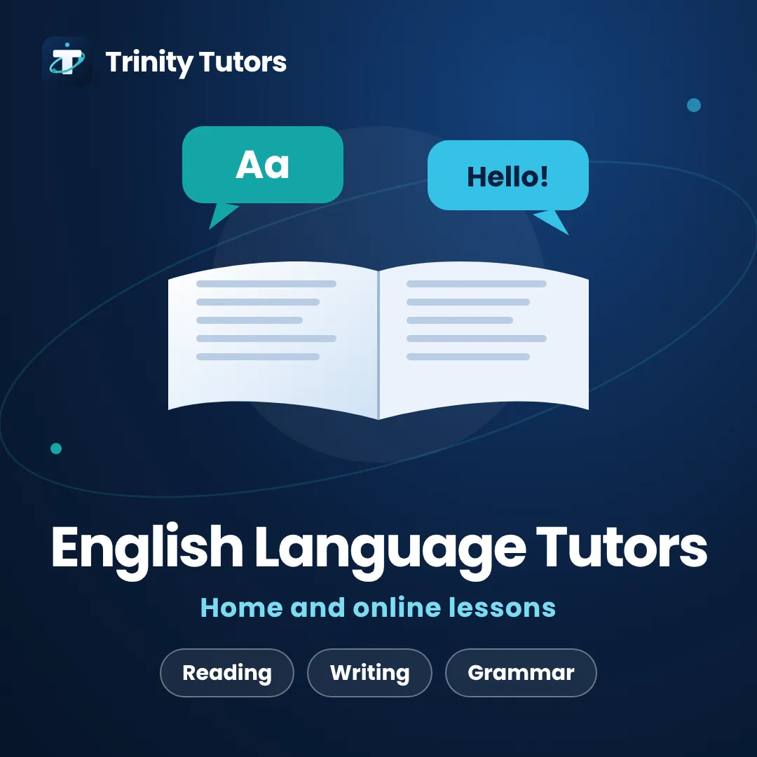 O Levels English Language tutors: open book with speech bubbles