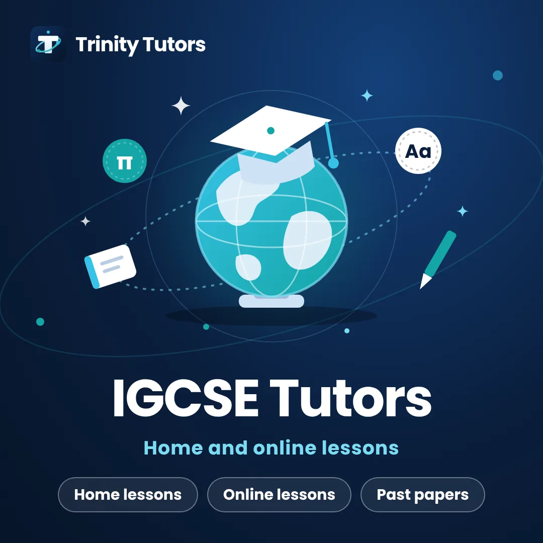 IGCSE tutors: globe wearing a graduation cap with books and a pencil in orbit