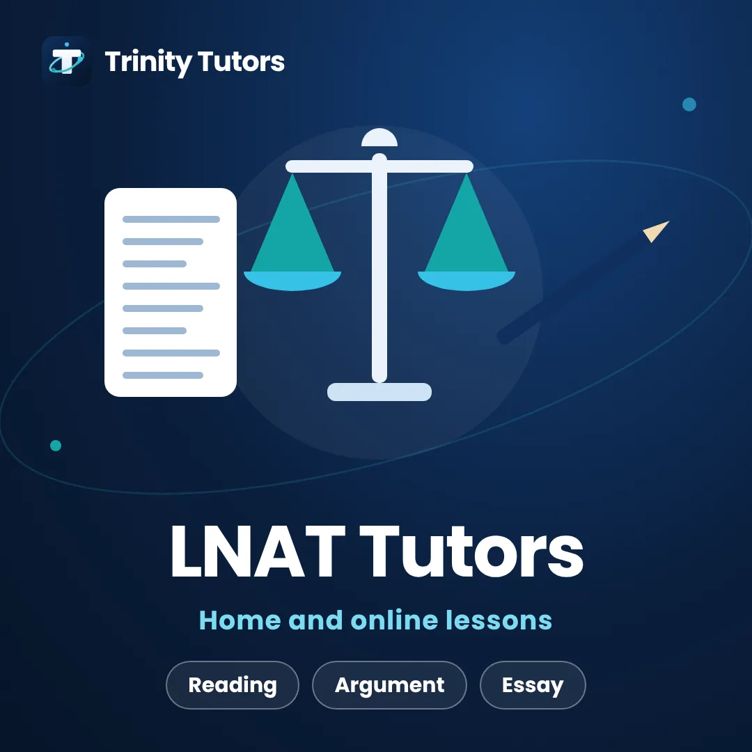 LNAT tutors: scales of justice beside a page of an essay